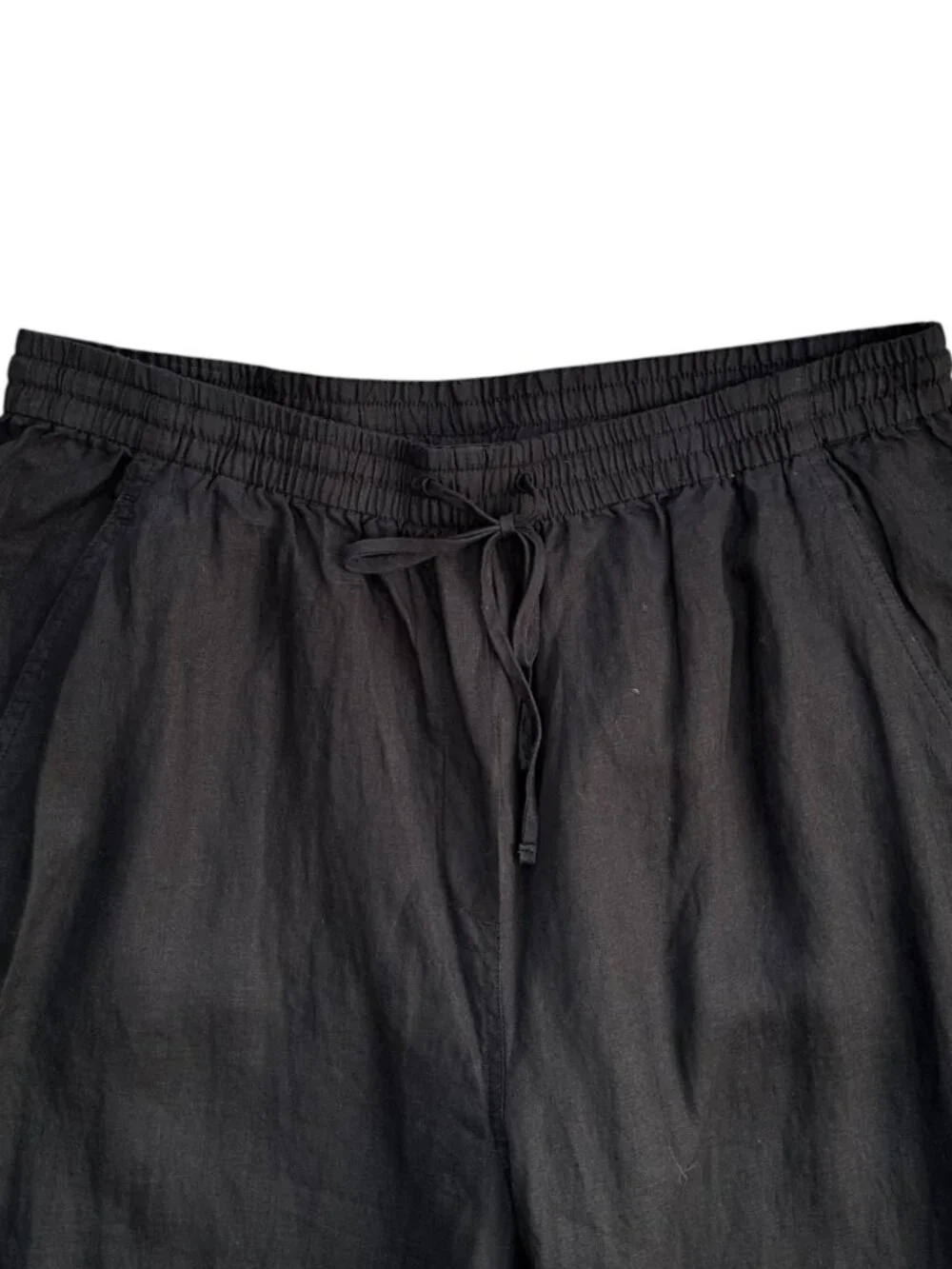 Banana Republic Women's Size L Tall Premium Linen Pull On Black Pants NEW
